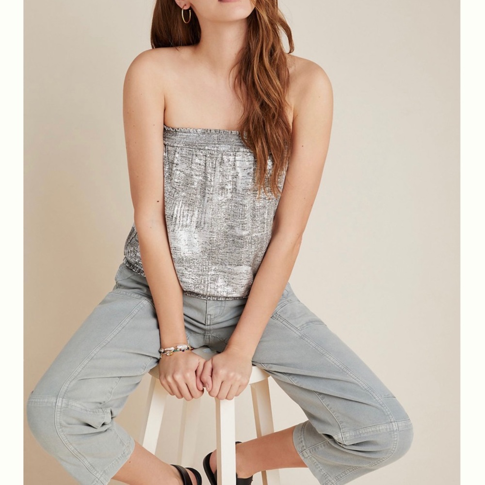 NWT Anthropologie silver Maiah Summer Tube Top